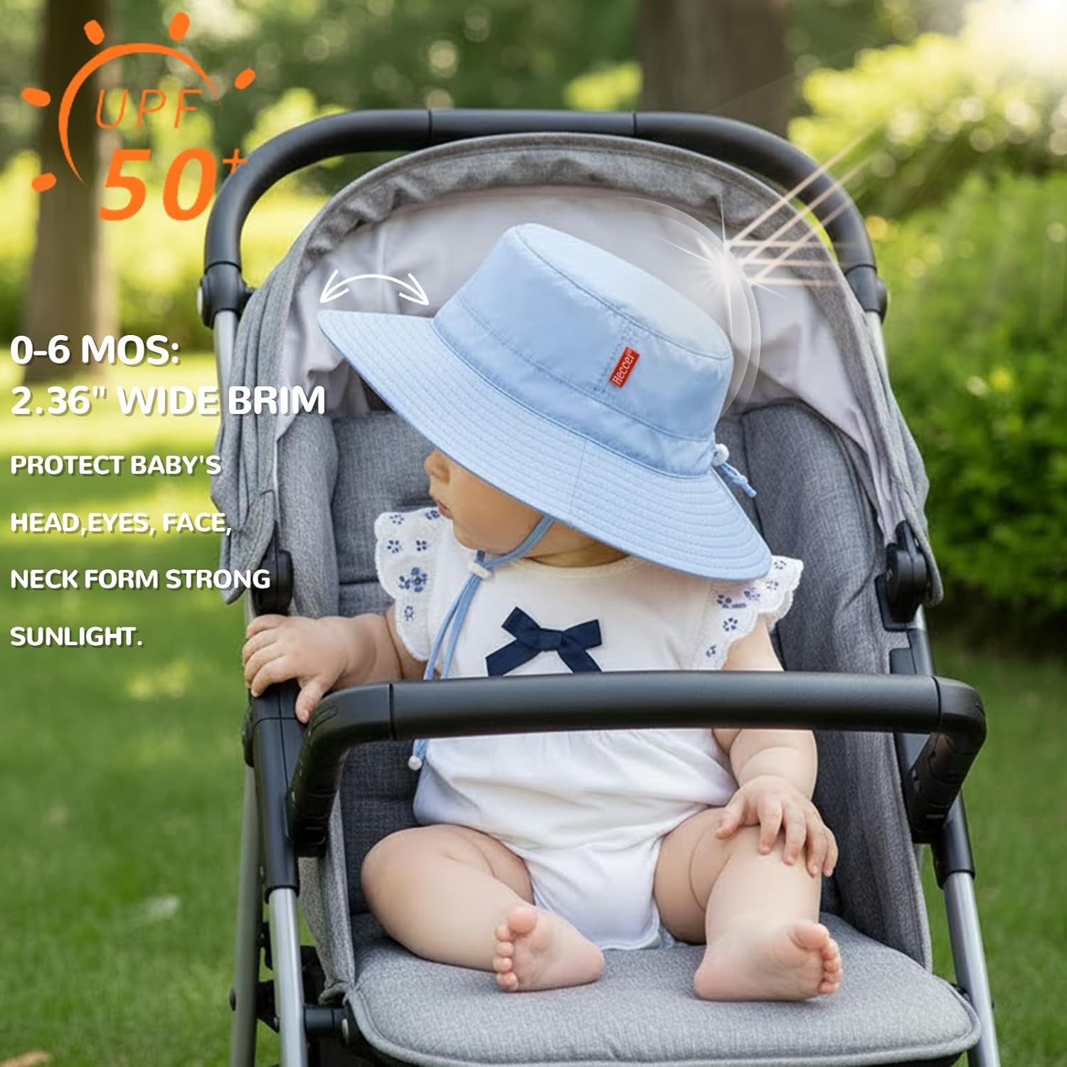 HECCEI Baby Sun Hat with Wide Brim - Windproof, Sunscreen, Warm, DryShade PackNest UPF 50+ Beach Hat for Outdoor, 0-24 Months - Image 2