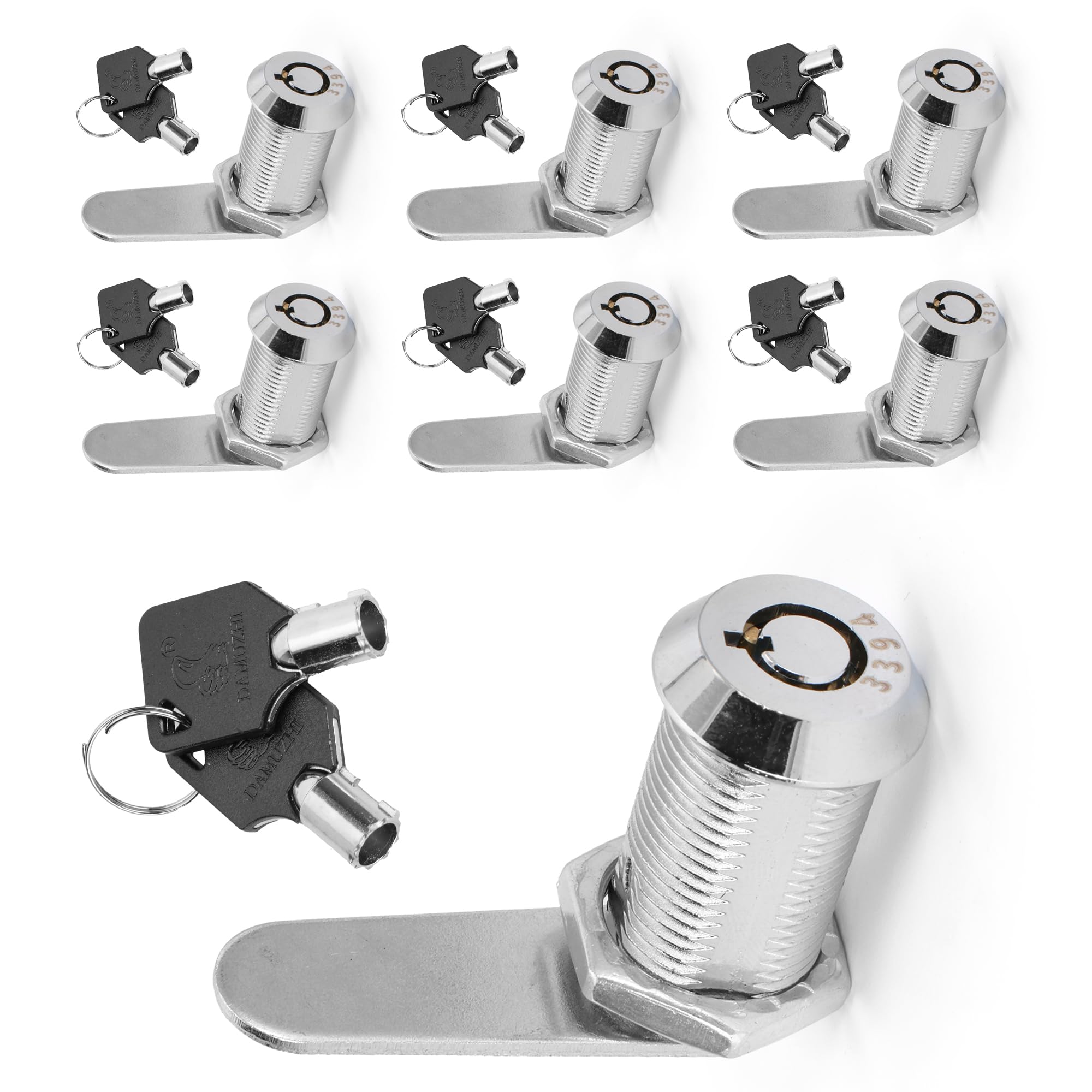 YKUKIZEE 6 PCS Thread Tubular Cam Lock Keyed Alike, 25 MM Cylinder Lock with 2 Keys Zinc Alloy, Security RV Cabinet Lock for Mailbox Letterbox Cupboard Post Box Door