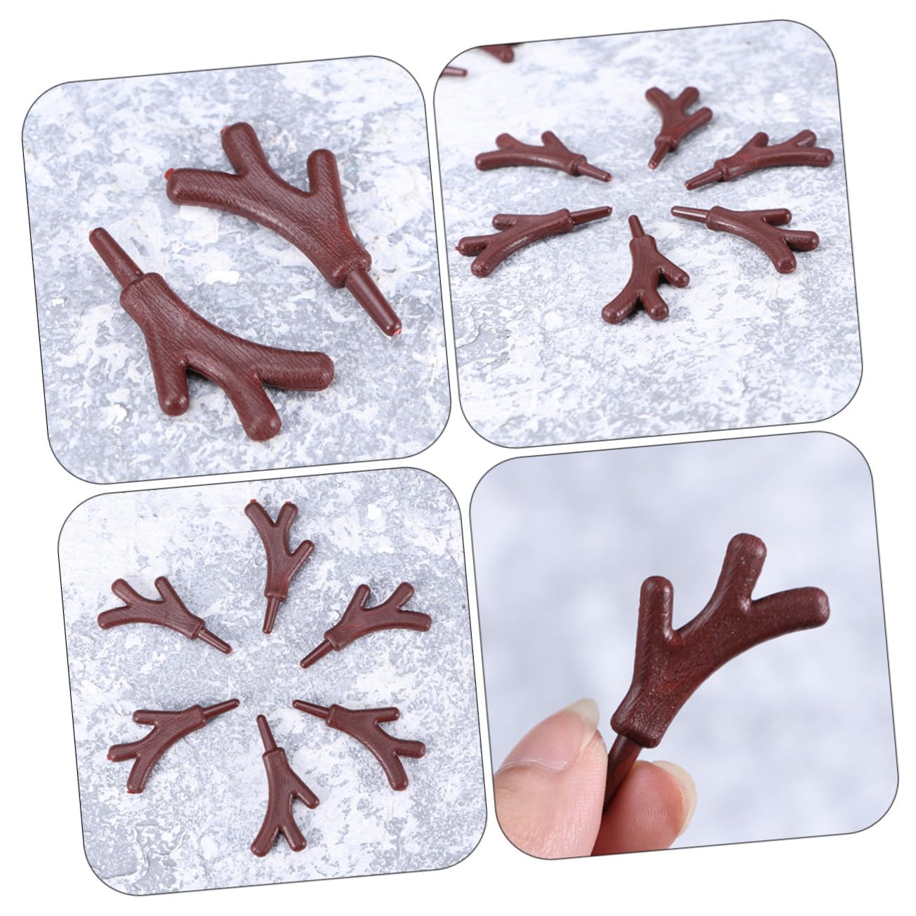 NUOBESTY 3 Sätze Ast Geweih Zweiggeweihe Selber Machen Schneemann Diy Verzierung Weihnachtsschneemannaufkleber Bausatz Weihnachtsfensteraufkleber Rentiergeweih Brown Plastik 120 Stück * 3