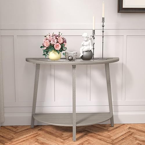 Miniatura 19 de SUNBURY Mesa consola vintage de 31.5 pulgadas de ancho con 2 cajones, mesa de entrada pequeña con estantes de almacenamiento de 2 niveles, mesa