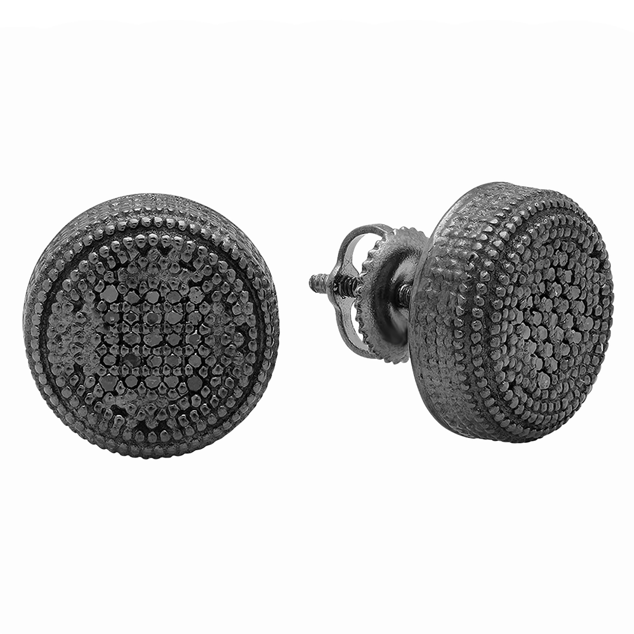 Dazzlingrock Collection 0.15 Carat (ctw) Black Rhodium Plated Round Black Diamond Ladies Stud Earrings, Sterling Silver