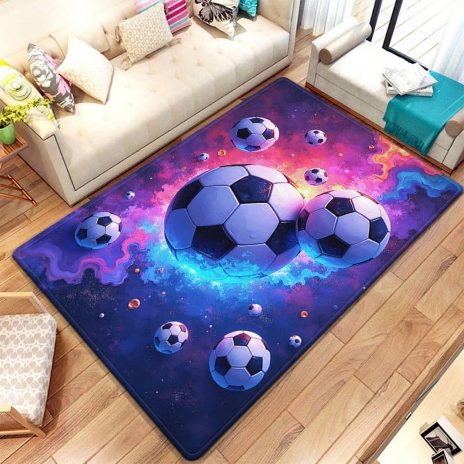 Tapis de football grand format 160x200 cm tapis de jeu flanelle antidérapant chambre enfant
