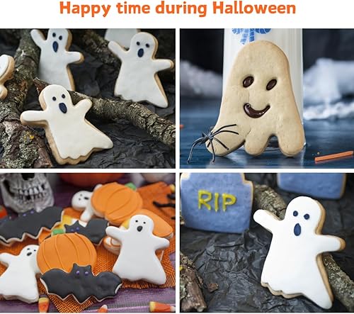 Miniatura 3 de Juego de 4 cortadores de galletas fantasmas de Halloween, tamaño de 3.5 pulgadas, 2.3 pulgadas, para Halloween