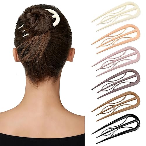 6 PCS French Hair Pins for Women - Large U-Shaped