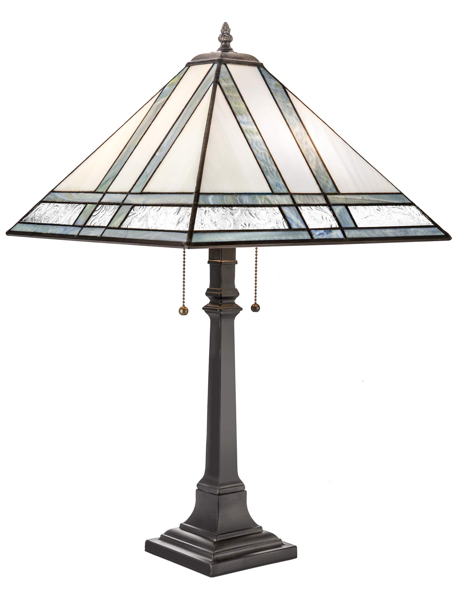 J Devlin Lam 370 TB Large Mission Stained Glass Table Lamp Multi