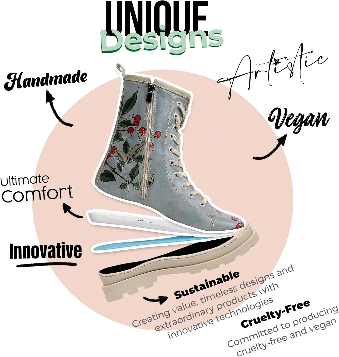 DOGO Gisele Boots for Women - Handmade and Vegan Leather Mid Calf Boots for Women,