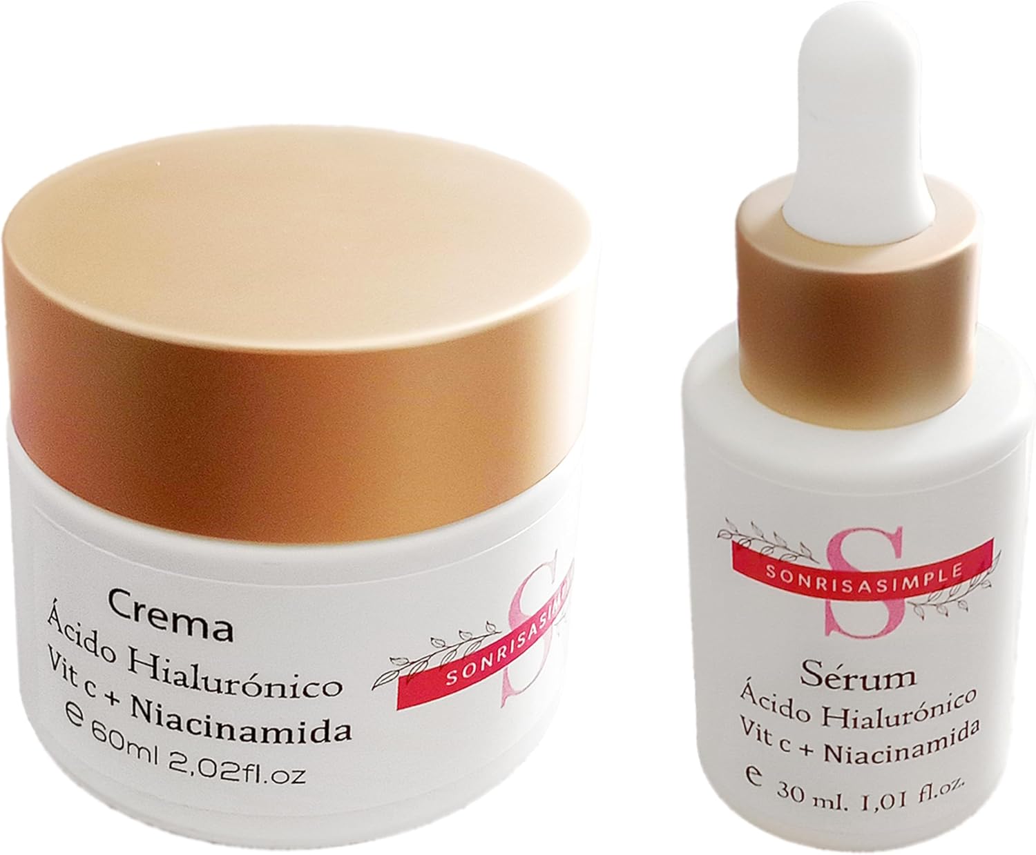 Pack Sérum y Crema Con Vitamina C, Ácido Hialurónico y Niacinamida, Sérum Vitamina C, Crema Vitamina C, Cuidado Facial Mejorado, Vitamina C Pura, Sérum de Vitamina C, Crema Con Vitamina C Para La Cara