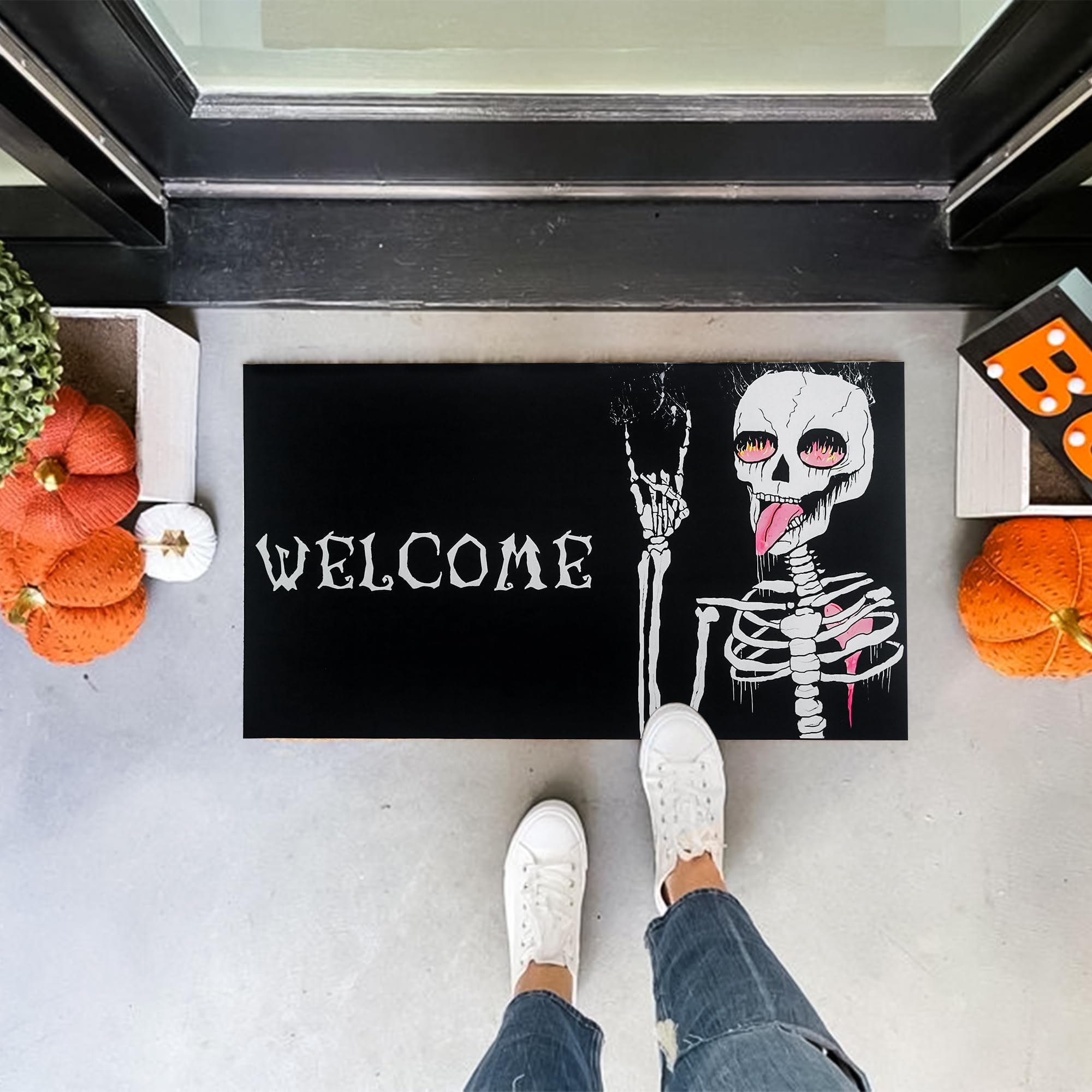 Amazon.com: FramePro Halloween Rugs Door Mat Funny Skull Decor