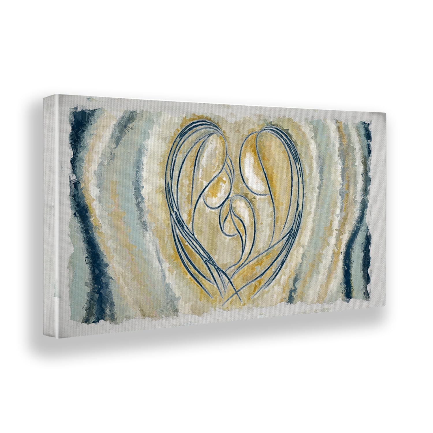 Giallobus - Quadro - 26 - Capezzale Moderno per la casa - Unione Sacra Famiglia - Tela Canvas Telaio Premium Alto Spessore - 70x35 - Pronto da Appendere - Quadri Moderni per la casa