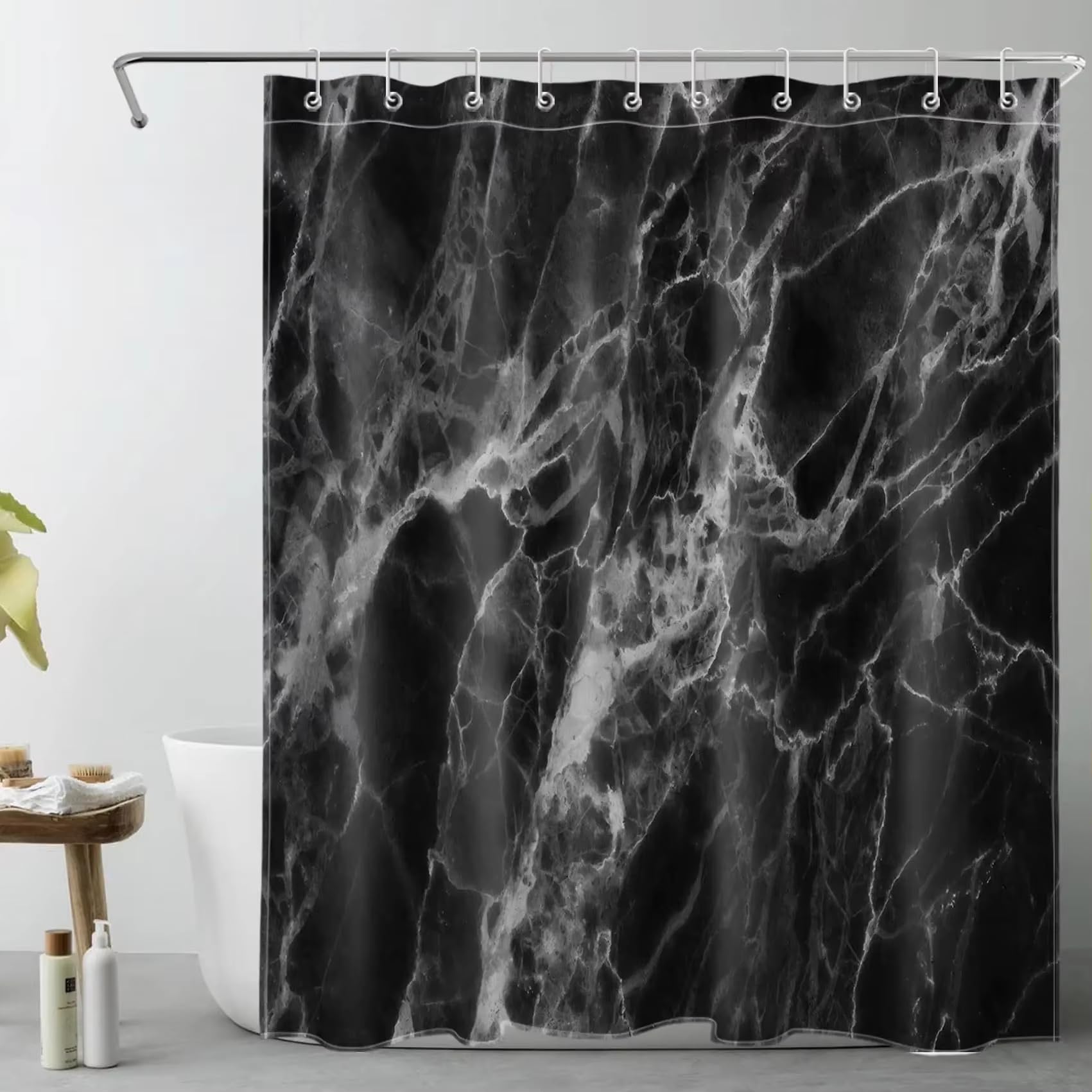 Générique Rideau de Douche Effet Marbre - Style Abstrait Moderne - Tissu 100% Polyester Résistant aux Moisissures - Idéal pour Salles de Bains, Cabines et Baignoires - Largeur Intérieure 240X200 cm