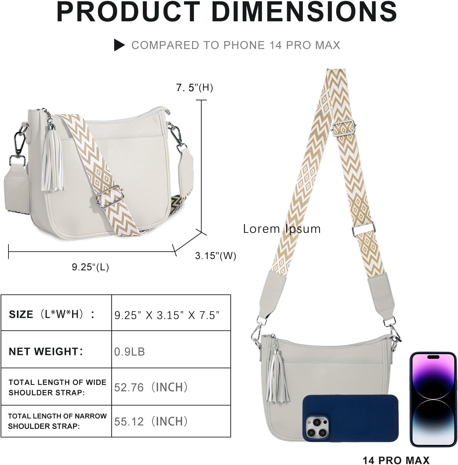 Crossbody Purse For Women, Vegan Leather Medium Crossbody Bag, Women's Crossbody Handbags For Travel With Tassel