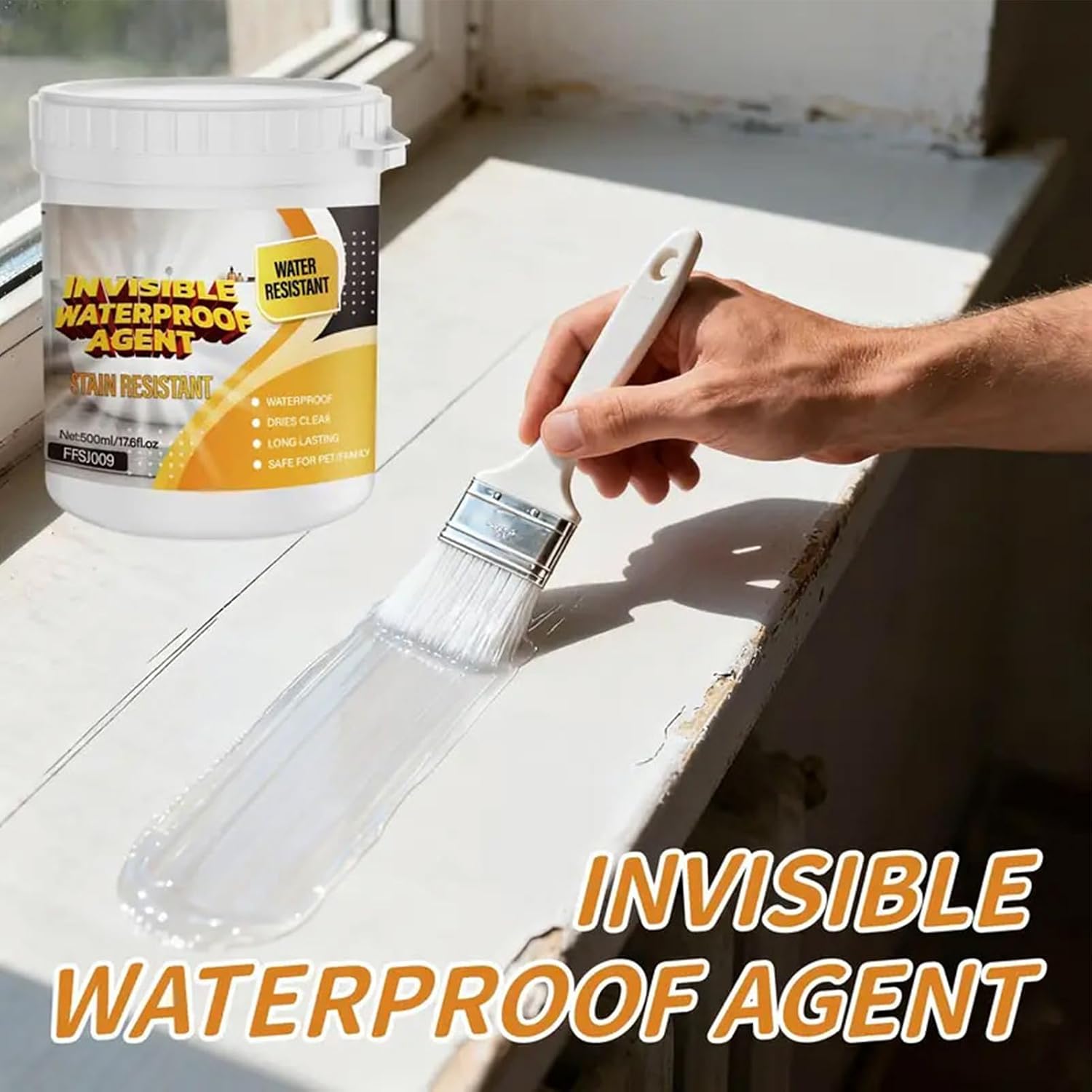 Waterproof Sealant - Anti-Leakage Invisible Adhesive, 100g Waterproof Coating with Brush for Roof,Bathroom, Outdoor, Indoor Repair Floor Basement Wall Window Home Toilet