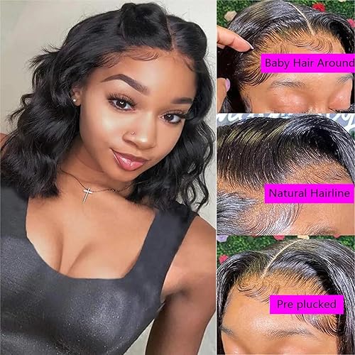 Miniatura 3 de Pelucas cortas de cabello humano con encaje frontal de 13 x 4, pelucas de cabello humano prearrancadas para mujeres negras, peluca corta sin
