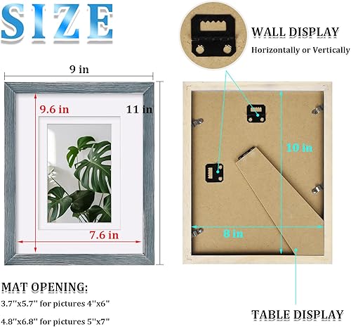 Vista 188 de Egofine Portarretratos de 9 x 12 pulgadas hecho de madera maciza con plexiglás, fotos de 5 x 7/6 x 8 con paspartú o de 9 x 12 pulgadas sin paspartú