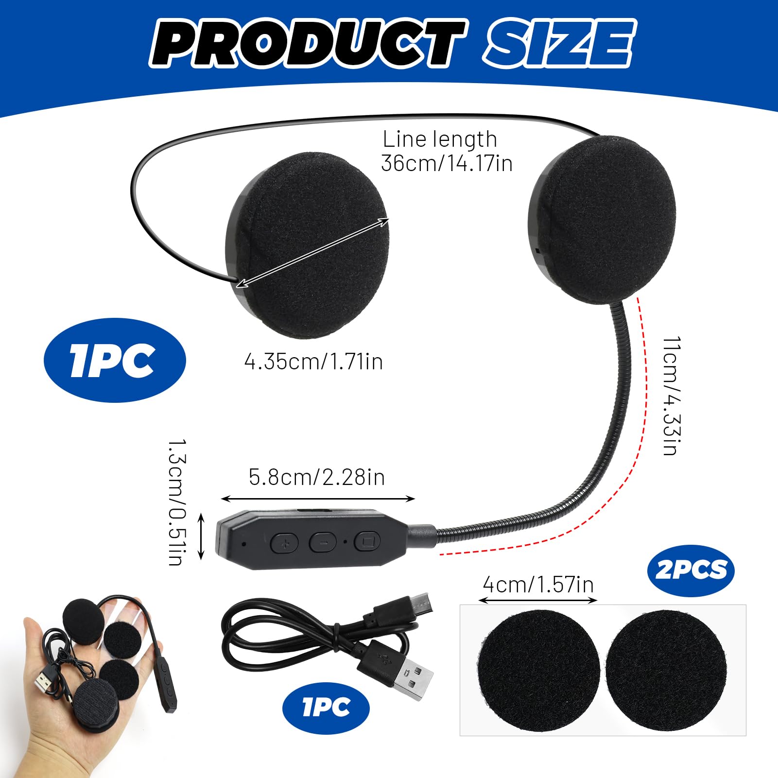 Bluetooth Casque Moto Bluetooth BT5.3,Mains Libres sans Fil | Équitation Écouteurs,Microphone de Contrôle D'appel pour Casque,Parleur de Musique,ÉcouteurMicrophone pourMoto Sport Cyclism
