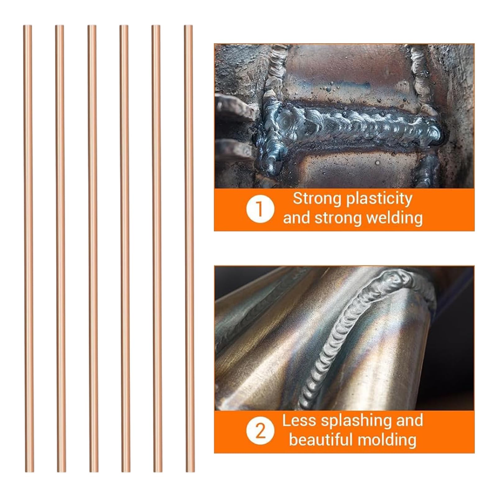 Lot de 50 tiges de brasage professionnelles avec revêtement de flux pour soudage efficace sur moteurs et instruments de soudure en bronze