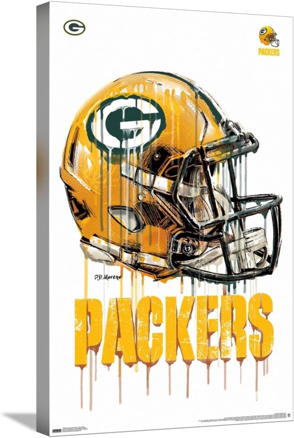 Trends International NFL Green Bay Packers - Drip Helmet 20 Wall Poster, 22.37" x 34.00", Stretched Canvas