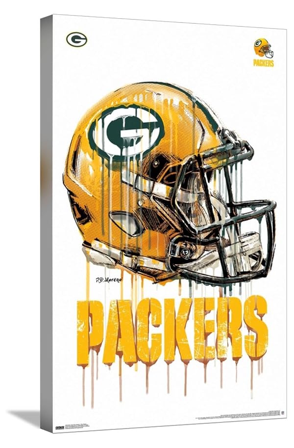 Trends International NFL Green Bay Packers - Drip Helmet 20 Wall Poster, 14.72" x 22.37", Stretched Canvas by Trends International - Used condition - US$34.55
