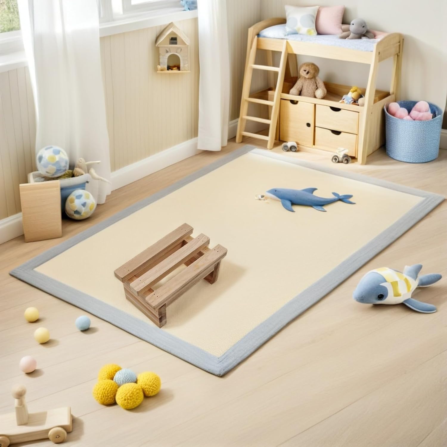 Garneck Multi-Functional Small Wooden Stool Step Bench for Boy Girl Adults Home Furniture for Playroom