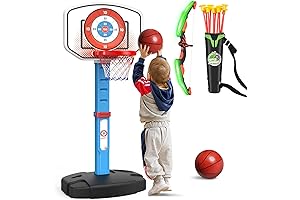 2-in-1 Kids Basketball Hoop & Archery Set: Adjustable Height Sport Toys for Toddlers