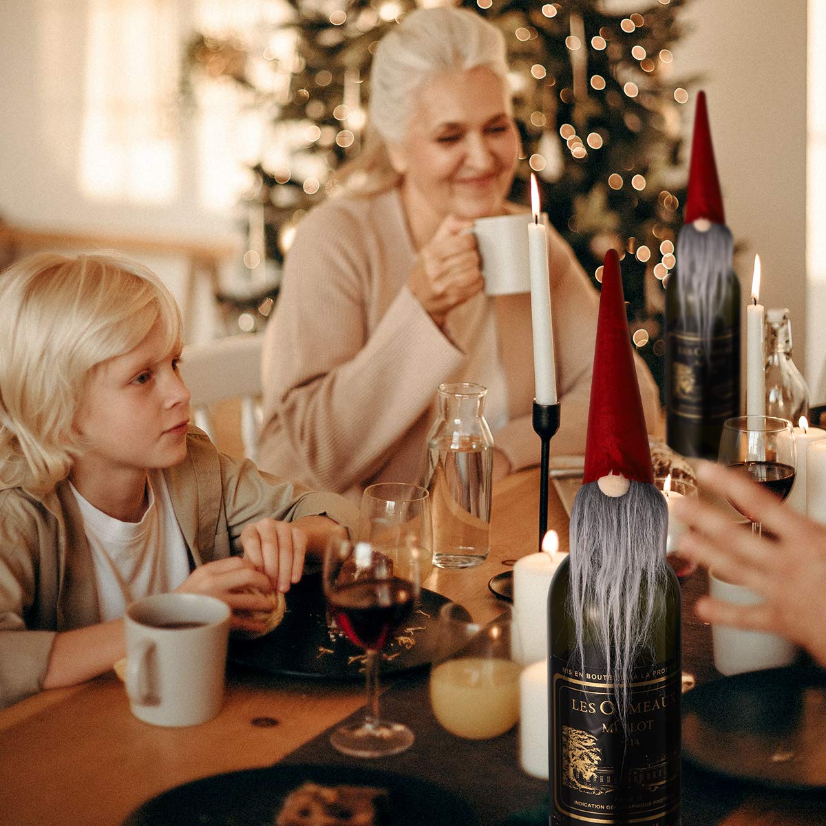 Décorations De Noël Pour Bouteilles De Vin - Mini Pulls Et Chapeaux Du Père Noël - Set Festif Pour Ambiance Chaleureuse - OFFSCH
