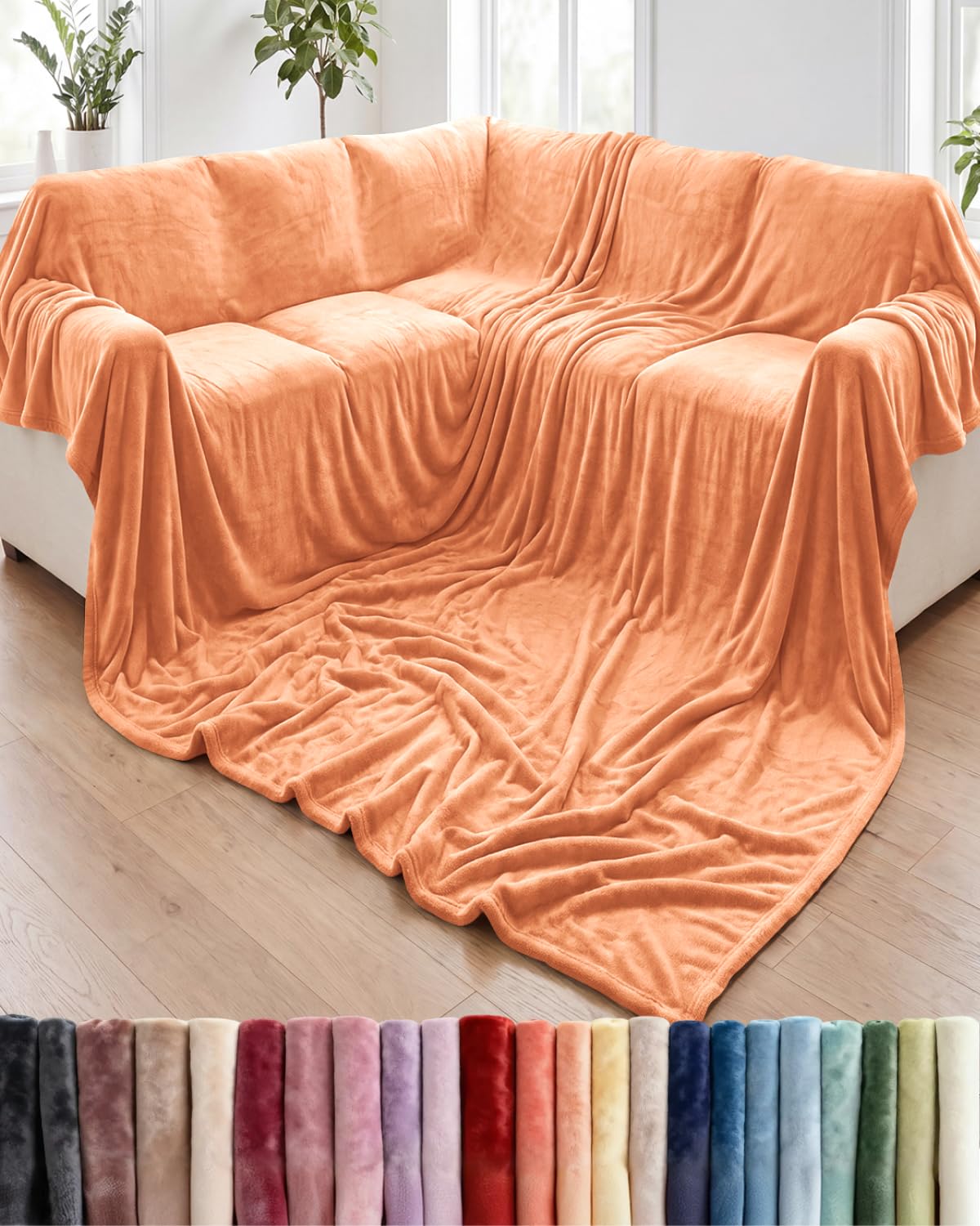 Fleece Blanket Giant 120" x 180" - Ultra-Soft Flannel Throw - Peach Fuzz
