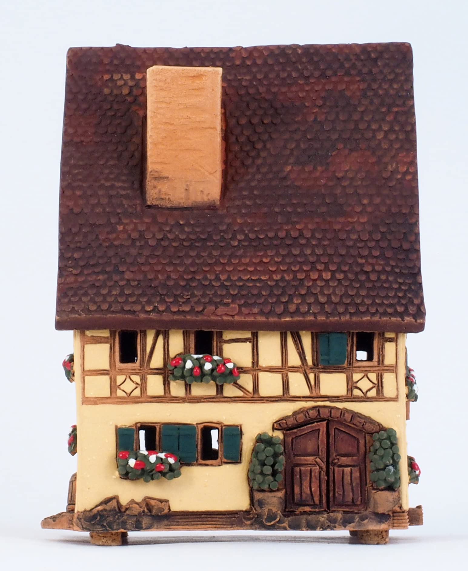 Ceramiczny domek świetlny, rękodzieło, miniaturka artystyczna, dom złota róża w orkiszu, Niemcy, A270AR