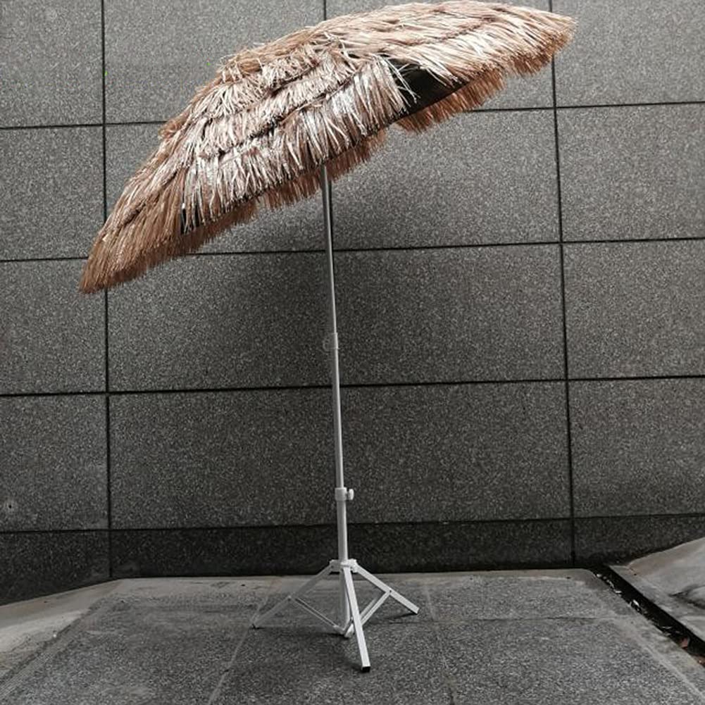 Sombrilla De Jardín Plegable, Sombrilla De Paja Hawaiana, Sombrilla De Playa Antiviento para Exteriores, Sombreado Y Refrigeración Efectivos, con Función De Poste De Paraguas Inclinable, Sombrilla D