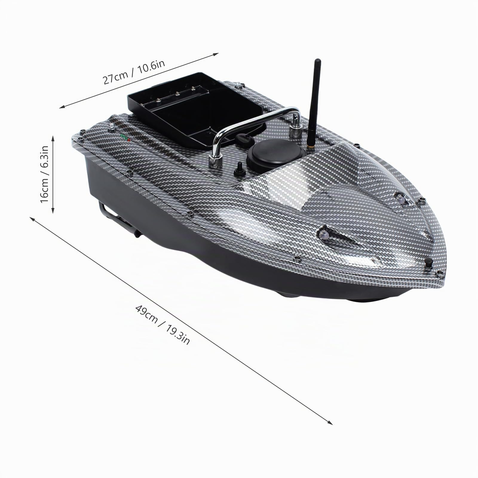 Barca di avviamento telecomandato 500 m per pesca alla carpa - Esca Auto Cruise, Camouflage, Batterie, LED per pesca notturna