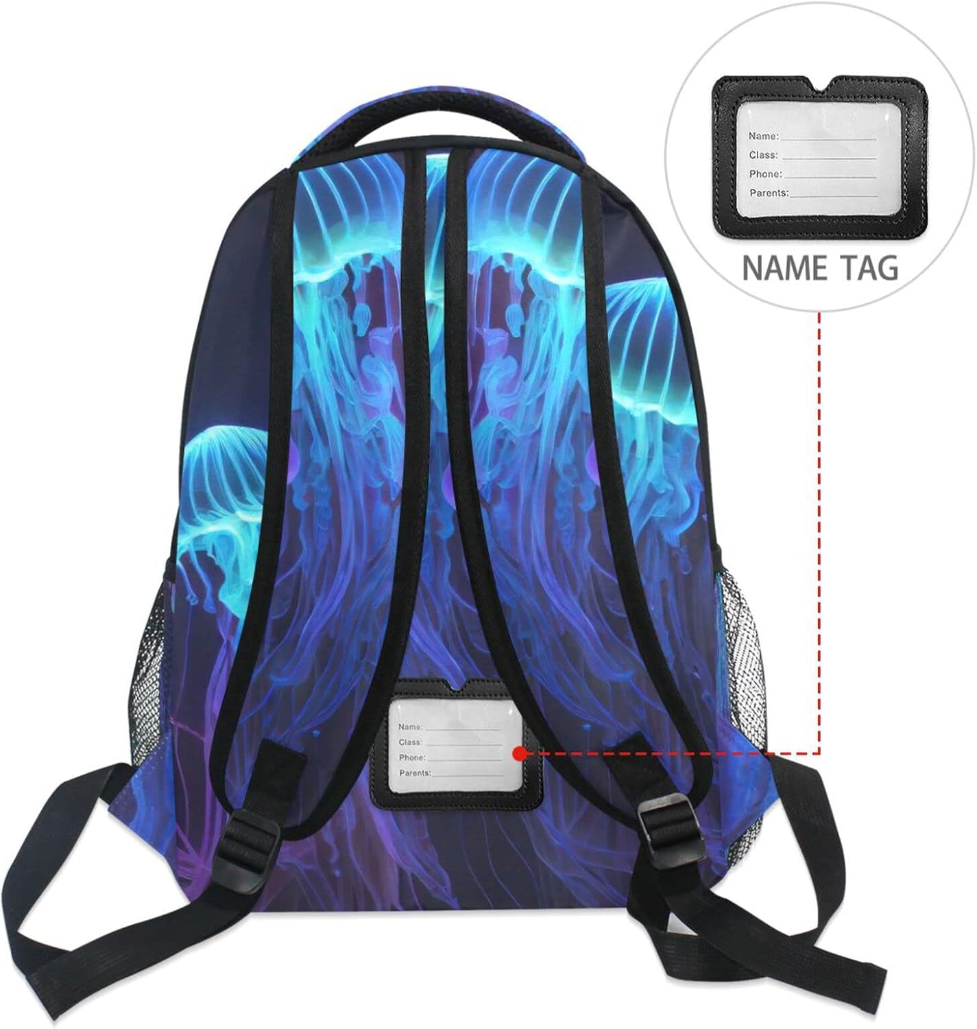 Vnurnrn Beautiful Jelly Fish Kids Travel Backpack for Boys Girls, Large Capacity with Name Tag Slot