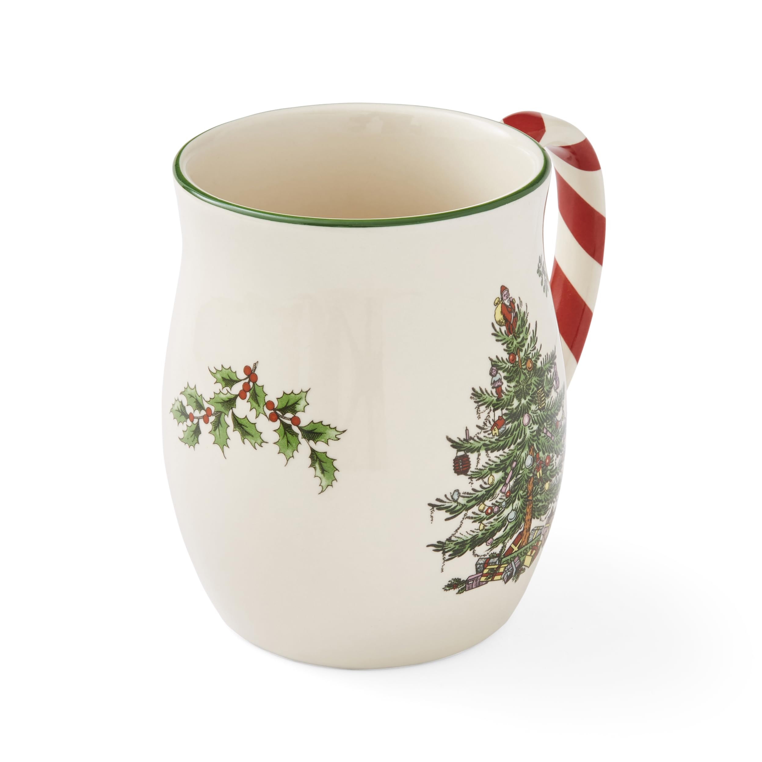 Spode Becher mit Weihnachtsbaum-Motiv und Zuckerstangen-Griffen, Set mit 4 Stück
