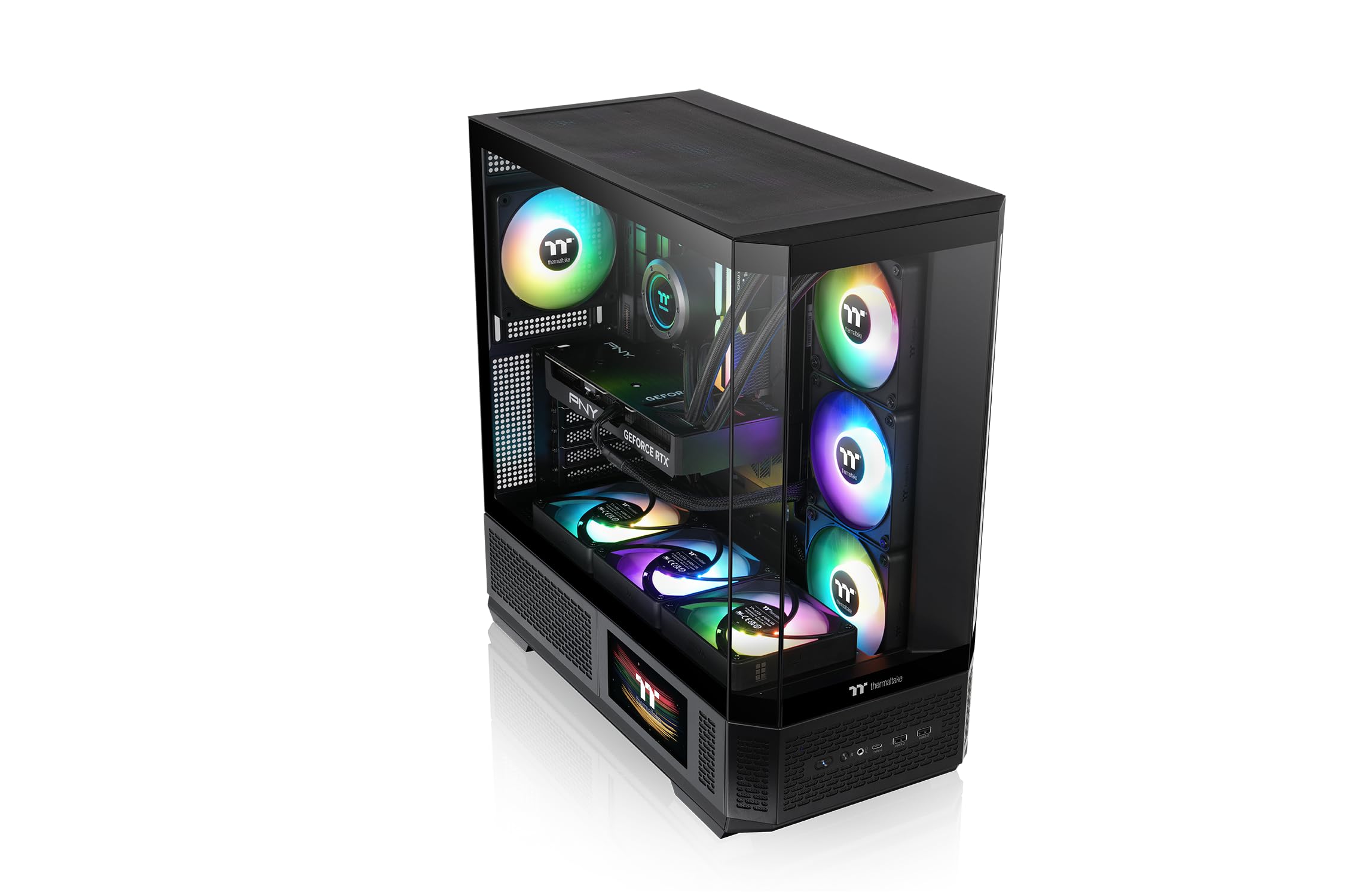 Thermaltake View 370 TG ARGB Torre Media Gaming | Ventiladores Preinstalados ARGB PWM (SF360 Reverse + SF120) | Cristal Templado | USB 3.2 x1 USB 3.0 x2 | Panel Frontal | Negro