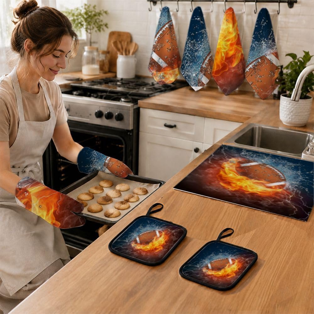 9PCS Flaming Football3 Cucina Decor e Accessori Set