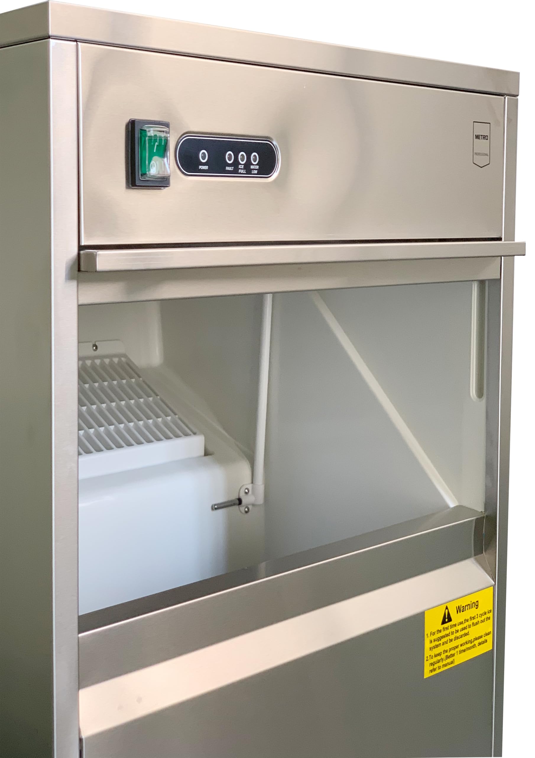 METRO Professional Machine à glaçons GIM1026B, Acier inoxydable, 42 x 51.4 x 65.5 cm, 170 W, 26 kg / 24 h, forme conique creuse, argentée