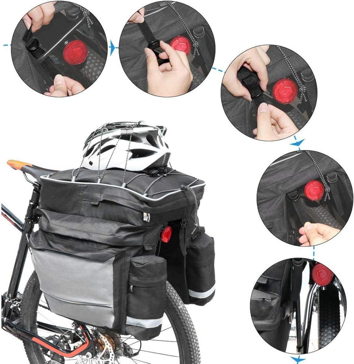 EVTSCAN Bike Panniers & Rack Trunks,Bicycle Bag 3 in 1 Cycling Rack Goods Shelf Package Luggage Pack for Mountain Bike