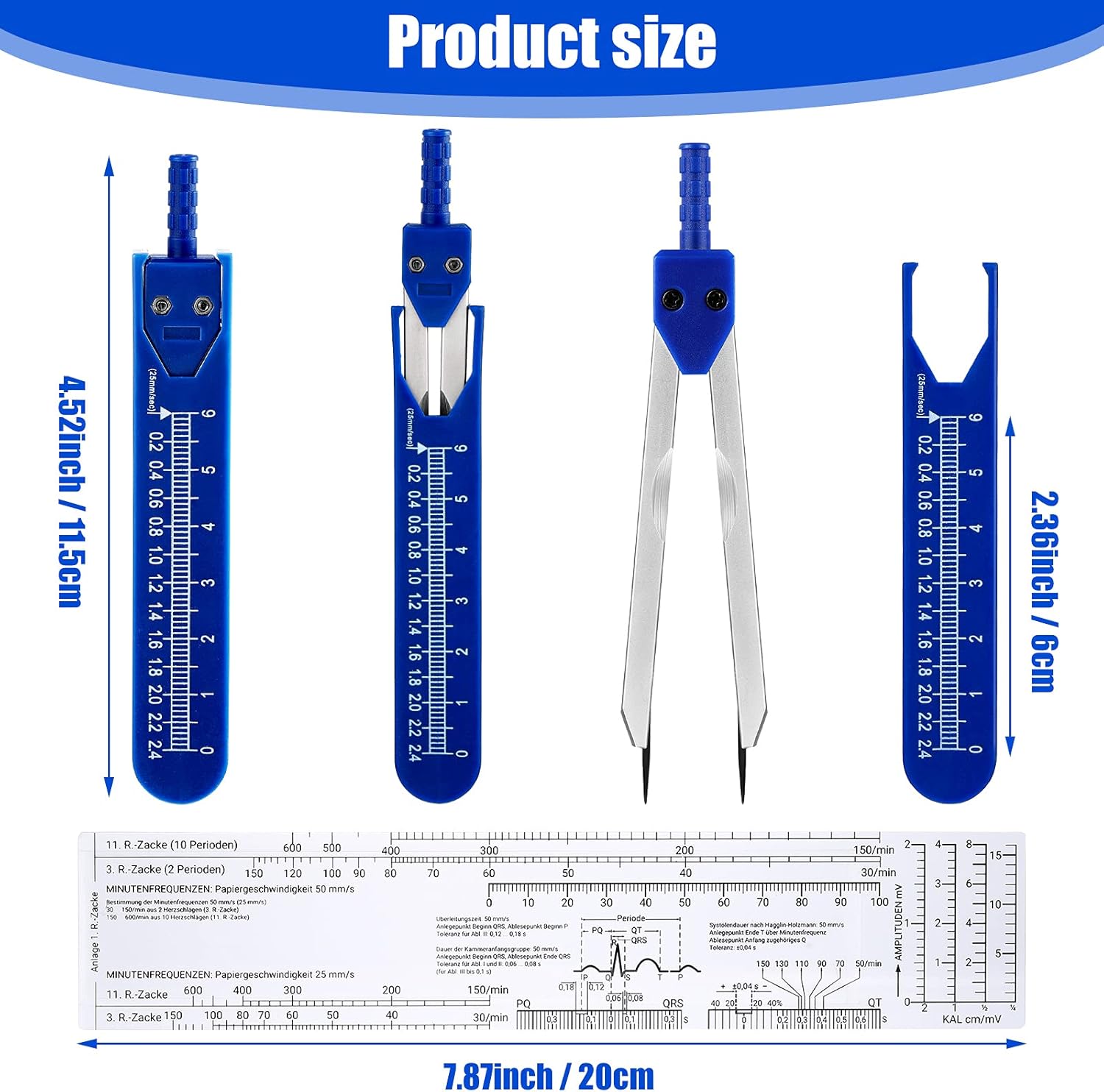 Buy 2 Sets EKG Calipers and EKG Ruler Combination Set ECG Calipers
