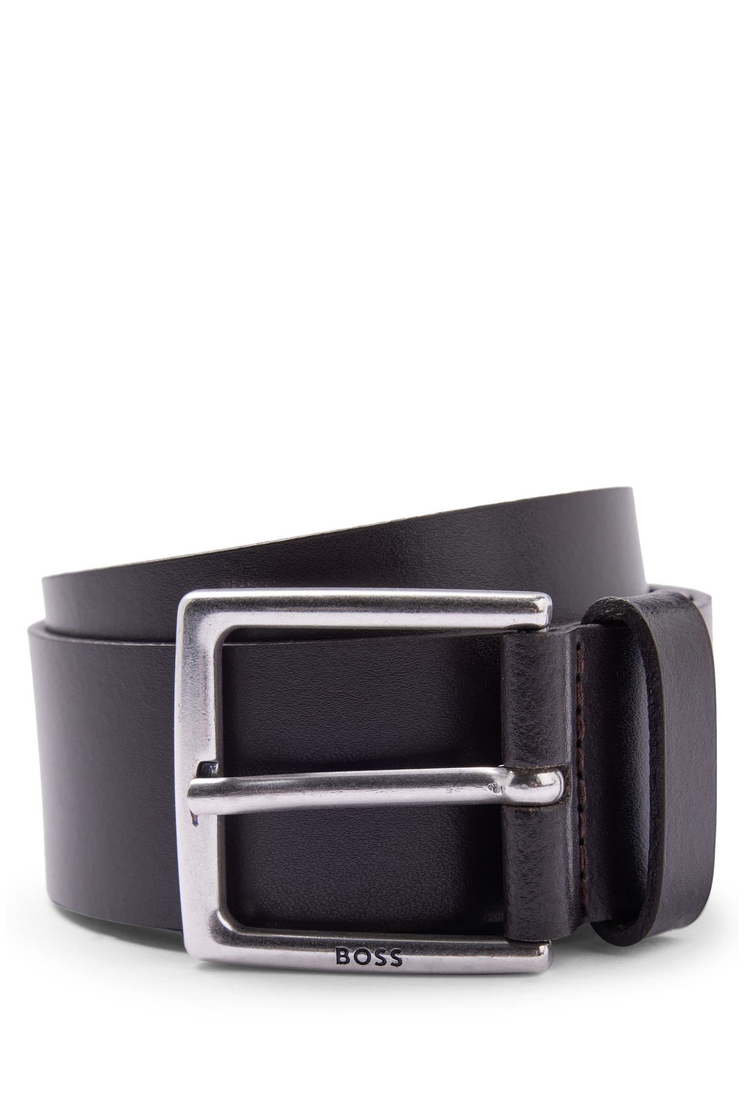 Hugo Boss Men’s Belt Leather Dark Brown Size 32 / 85 Casual Designer Logo Smart