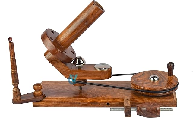 CV Yarn Ball Winder Wooden Hand Operated for Knitting and Crocheting Antique Natural Knitter's Gift Center Medium brown
