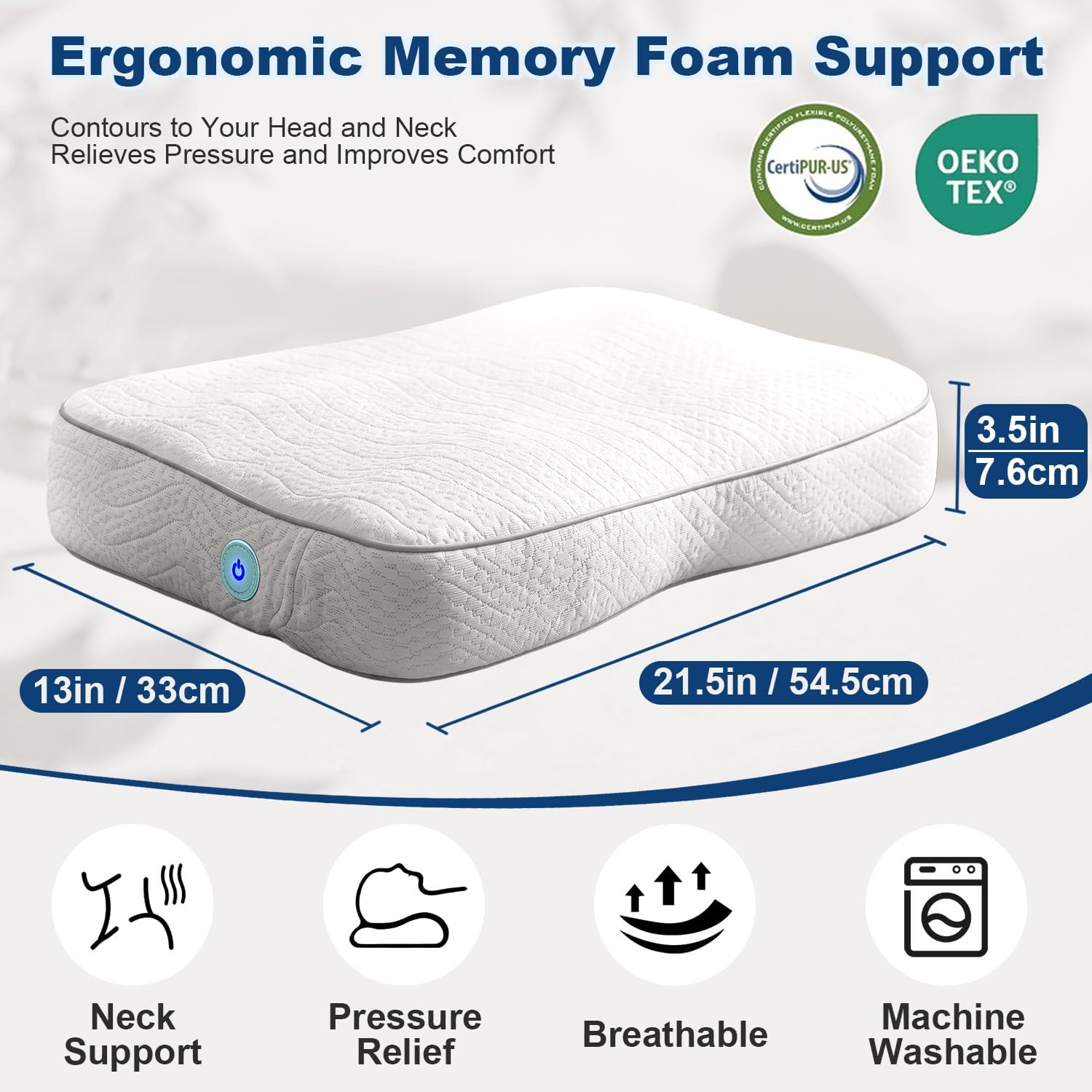 2026 Sleep Pillow Speaker,Bluetooth Under Pillow Speakers for Sleeping,Bone Conduction White Noise Sound Machine for Sleeping,Ergonomic Skin-Friendly Sleep Pillow with 30 Min Auto Shut Off