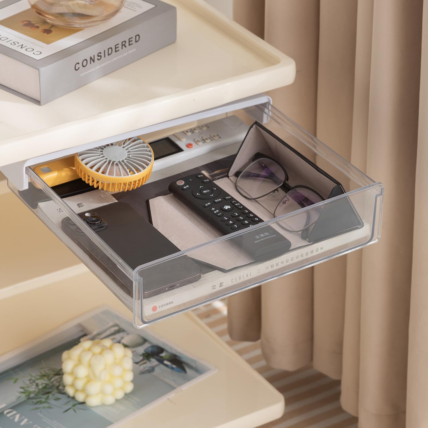 HOKIPO Drawers for Table and Wardrobes. No Drill, No Screw. Self Adhesive Innovative Desk Organizer, 1 PC MEDIUM (AR-5167)-image-16