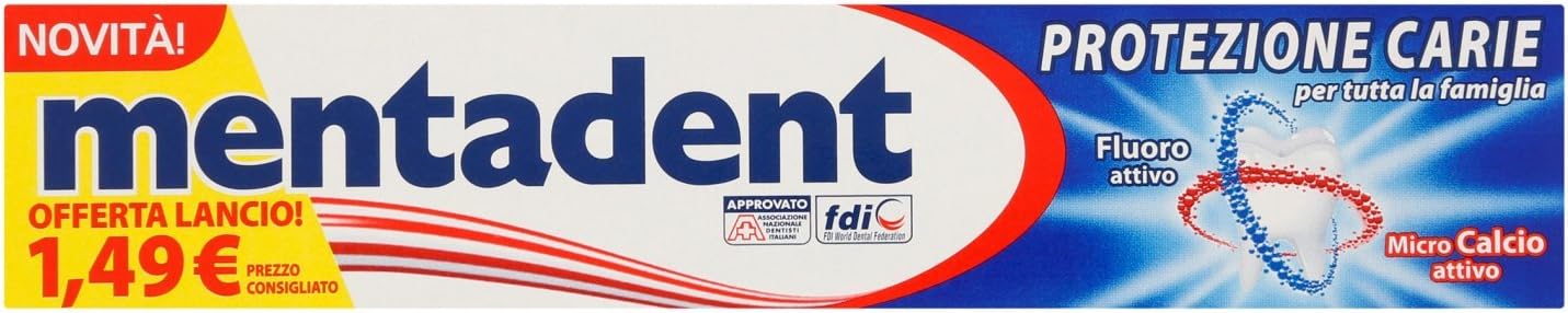 dentifricio protezione carie con microcalcio e fluoro attivo 75 ml