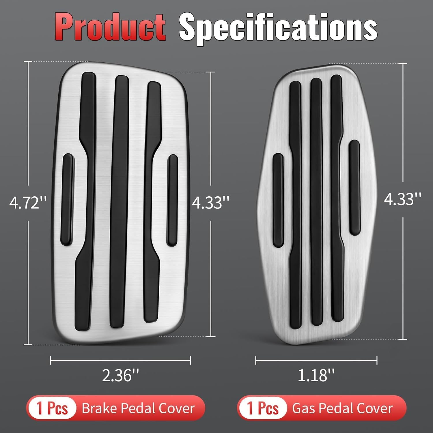 2 PCS Car Brake and Gas Pedal Covers - Compatible with GMC & Chevrolet - Sierra 1500 2019-2025, Yukon, Silverado 1500 2500 3500, Tahoe, Suburban Accessories Anti Slip Foot Pedal Cover No Drill