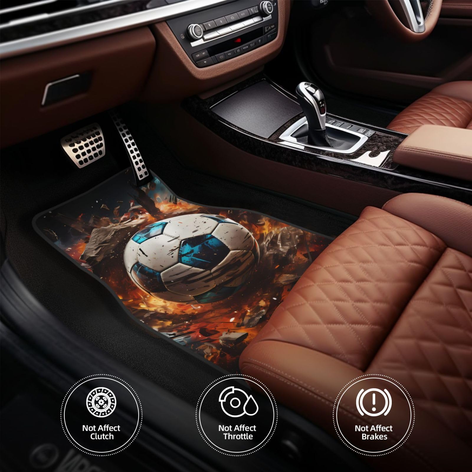 Firecracker Soccer Crystal Tapis de voiture en velours - Accessoires d'intérieur pour camionnettes, berlines, camions, etc.