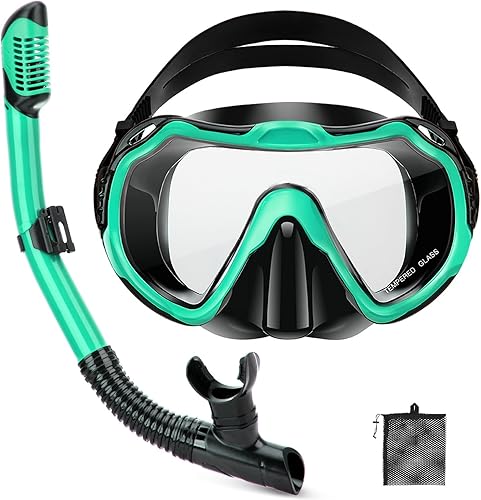 Miniatura 18 de Snorkeling Gear for Adults, Adult Snorkel Set with Panoramic Anti-Leak and Anti-Fog Tempered Glass Snorkel Mask, Dry Top Snorkel, Snorkle Mask Set