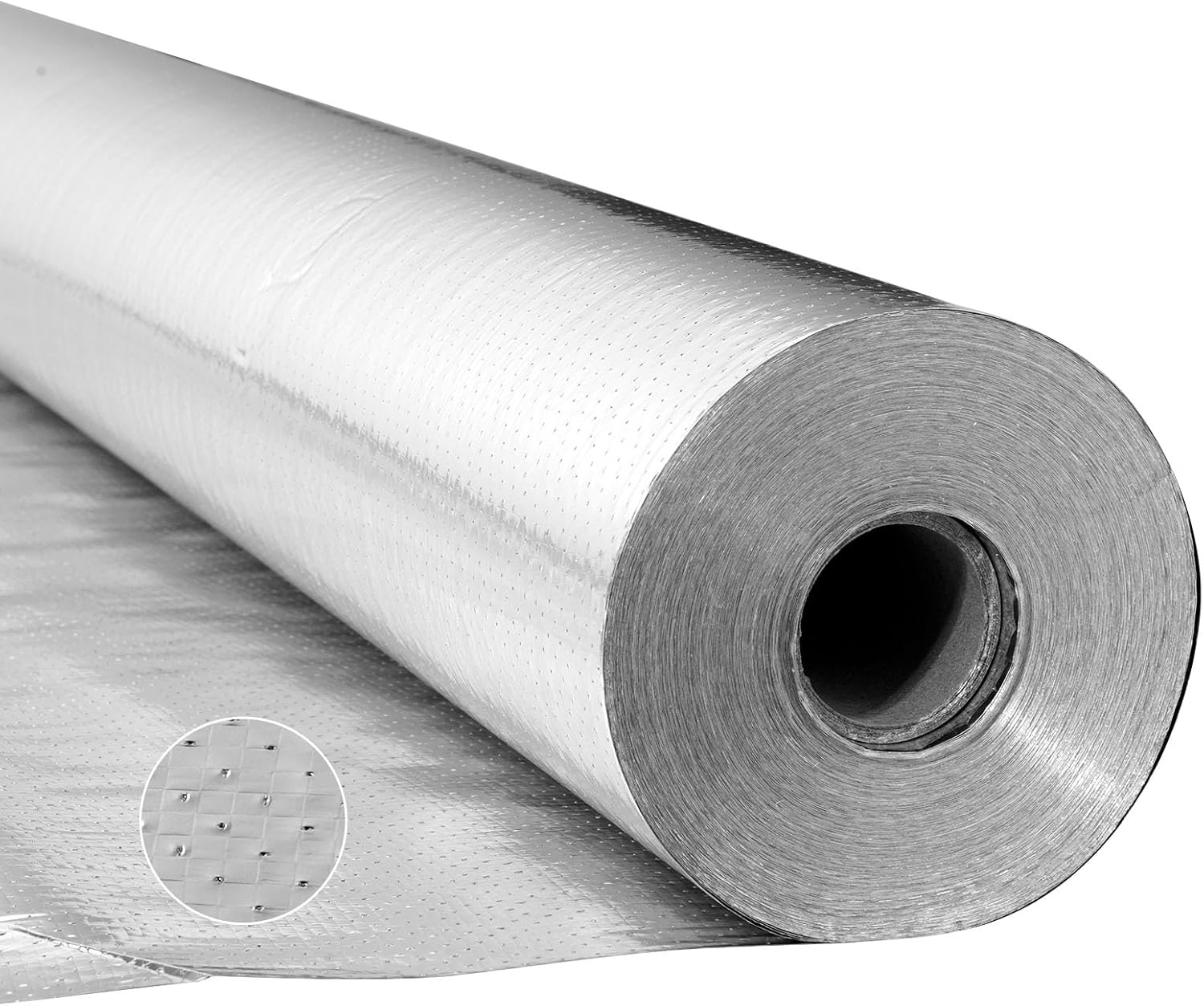 VEVOR Double Reflective Insulation Roll, Perforated Woven Fabric Radiant Barrier, 0.15mm 48 in x 125 ft, Double-Sided Aluminum Foil Heat Reflective Shield, Thermal Insulation Roll for Window RV Roof
