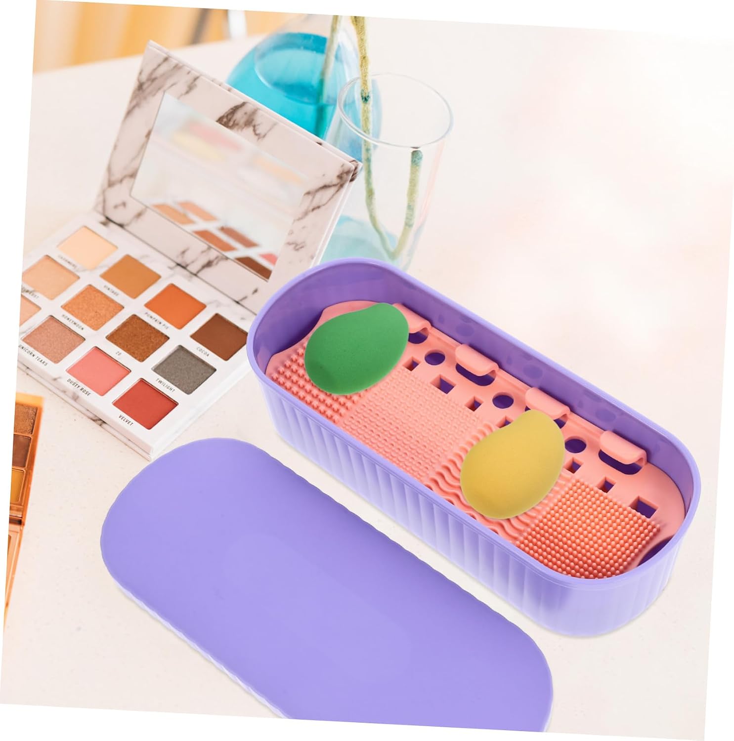 Portable Makeup Brush Cleaning Organizer Dustproof Makeup Tools Cleaner Box for Home Travel Lightweight Sturdy Design