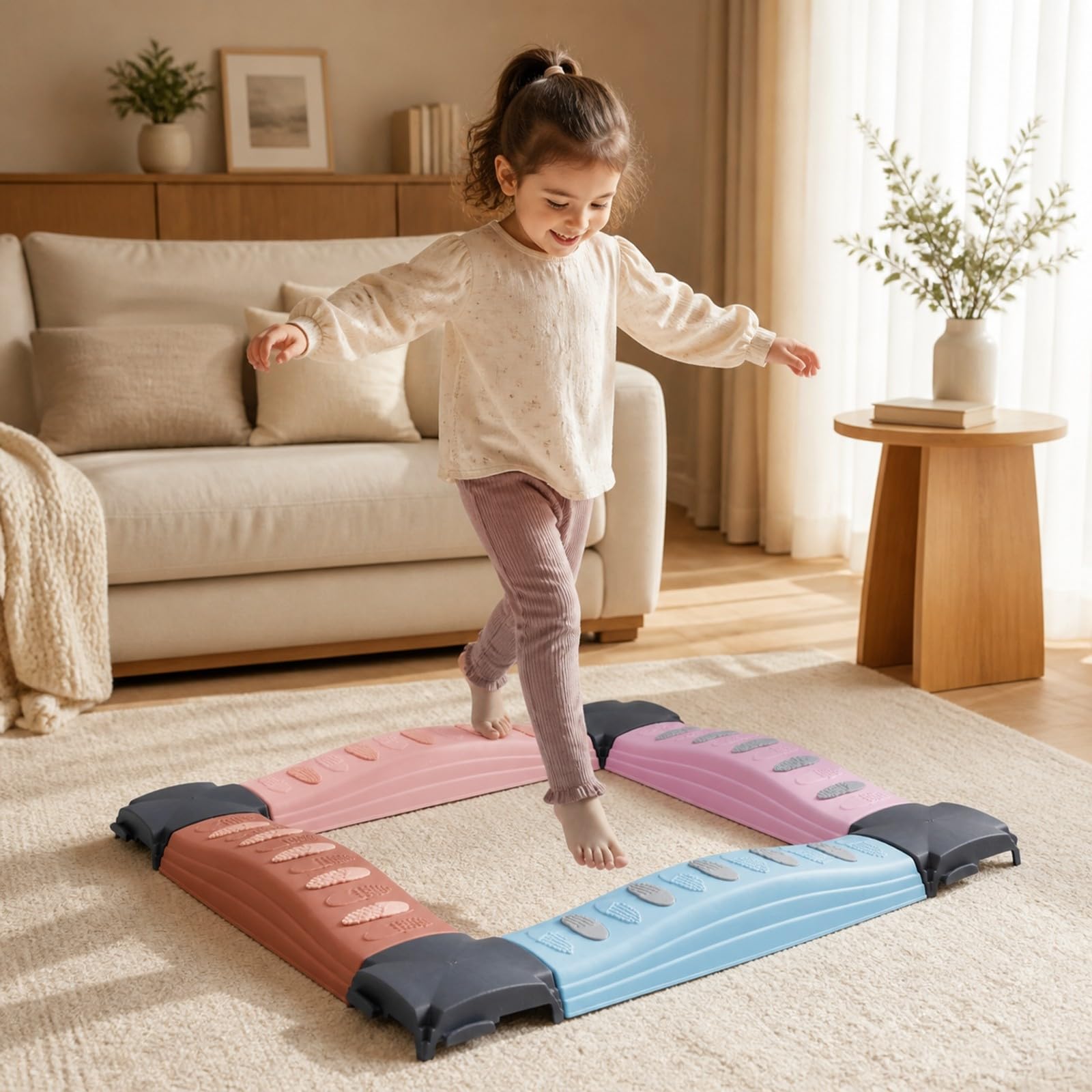 Pedana di Equilibrio Antiscivolo Balance Board Testurizzato Giocattolo per Scuola Dell'infanzia, Multicolore, Standard