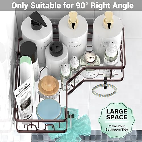 Miniatura 3 de Estante organizador de ducha esquinero estante de ducha adhesivo sin perforación, estantes de bañera - Paquete de 3 estantes de ducha de baño