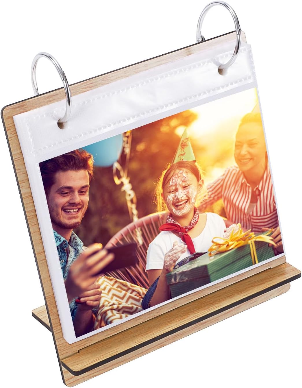 Desktop Photo Album, Mini Calendar Album Slip Photo Frame Flip on Stand Horizontal for Tabletop Display with 48 PVC Pockets Beautiful Gifts
