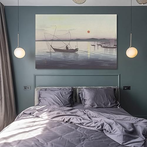Miniatura 3 de Ohara Koson - Boten En Ondergaande Zon Poster Decorative Painting Canvas Wall Art Living Room Posters Bedroom Painting 20x30inch(50x75cm)